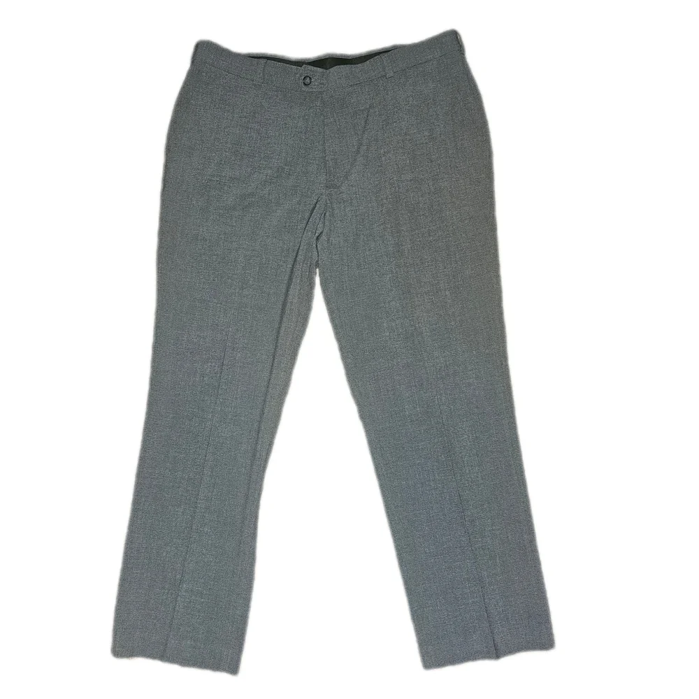 George Men’s Premium Comfort Flat Front Suit Pants, Grey, size 38X30